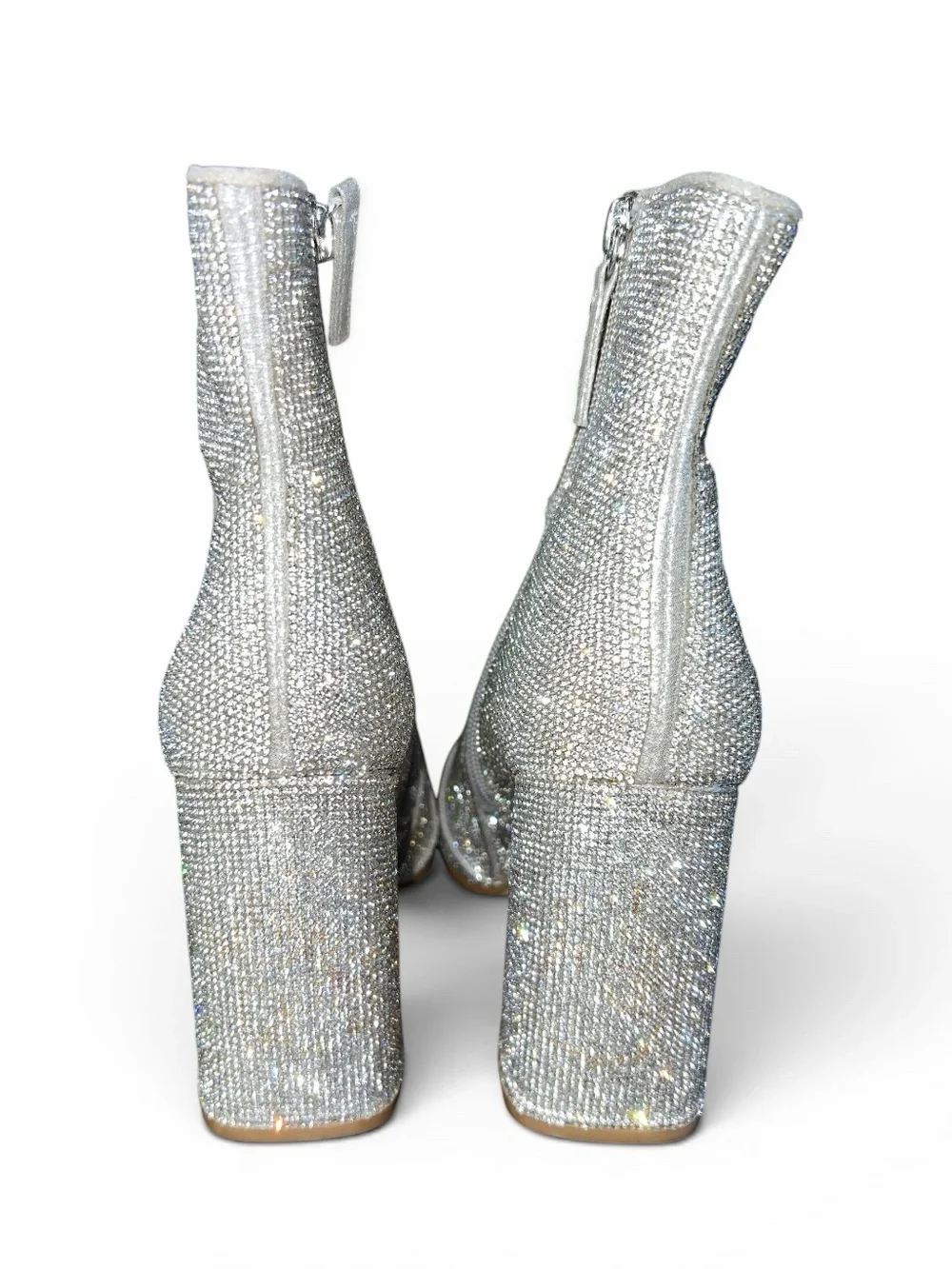 Steve Madden Size 7.5 Notice Rhinestone Sparkle Block Heel  Ankle Boots New